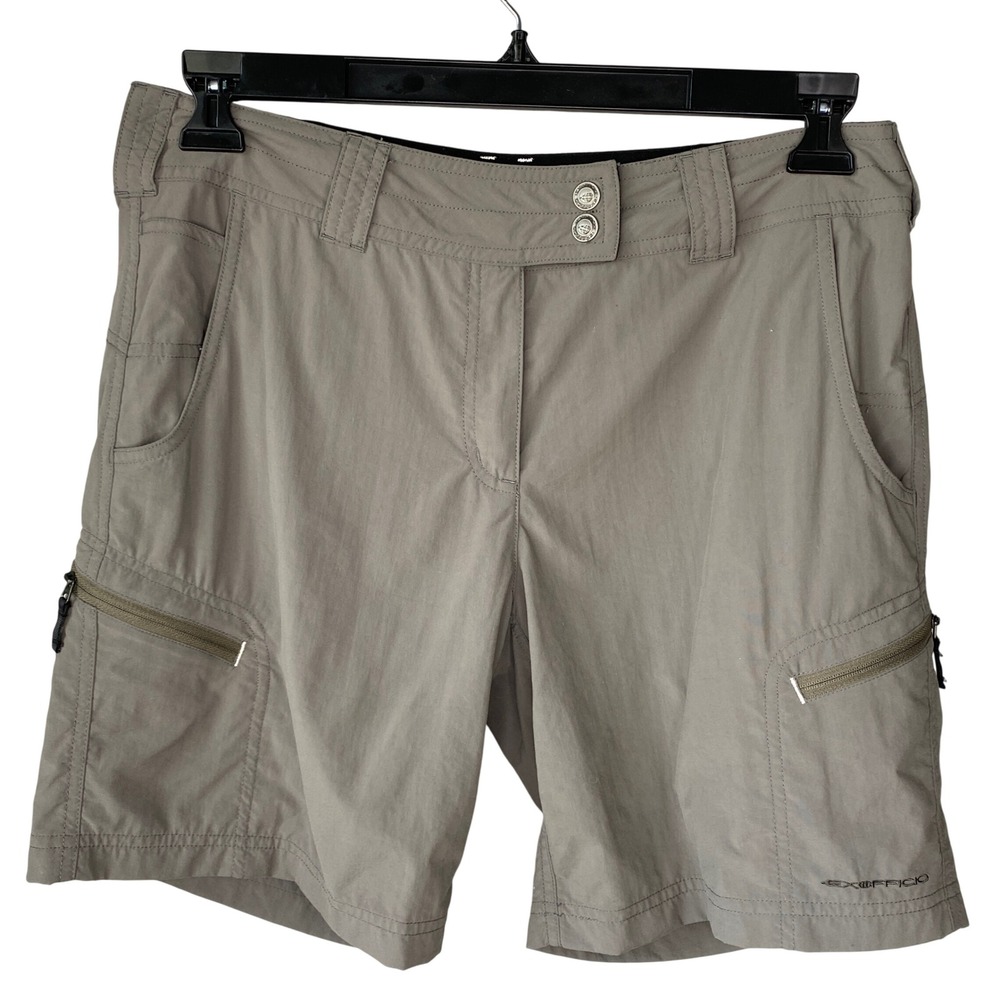 ExOfficio Womens Gray Nylon Hiking Cargo Shorts Size 8 Quick Dry Outdoor Utility